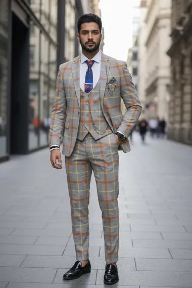 Costum barbati slim fit + Vesta B5378 63-1.2.3.4